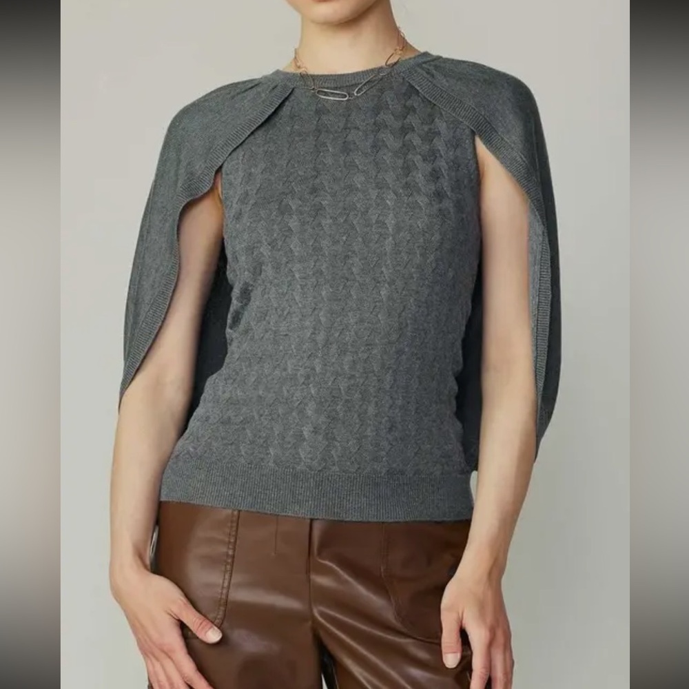 NWT Current Air Gray Knit Cape Sweater Top -
Anthropologie Style
